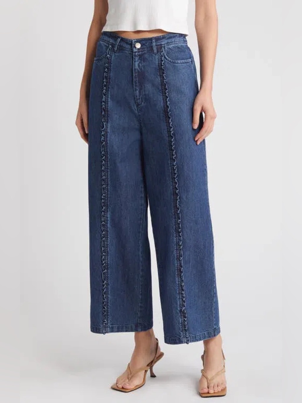 Cleobella Nigel Crop Wide Leg Ruffle Jeans